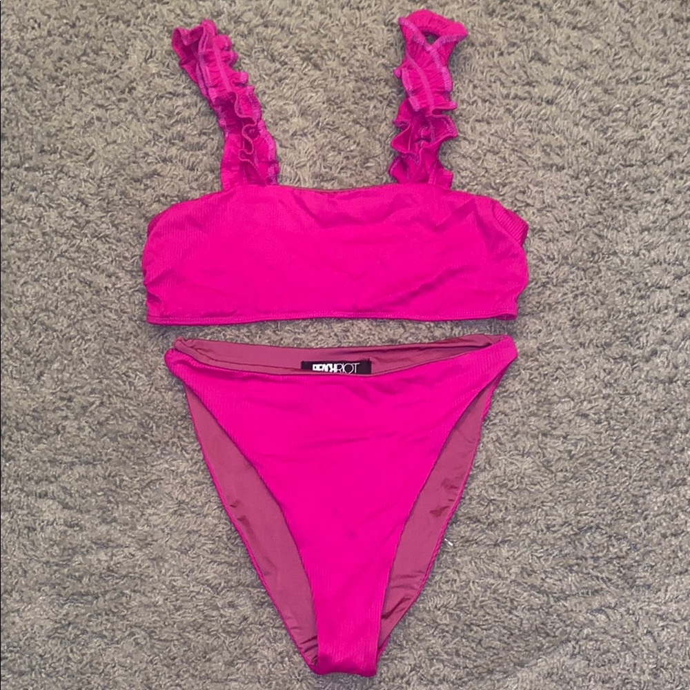 Beach Riot Pink Ruffle Bikini Set